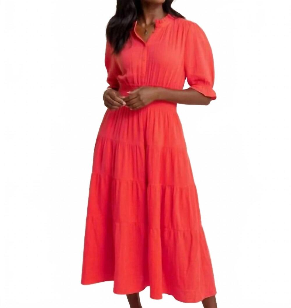 NEW SOUTHERN TIDE christa short sleeve maxi dress in sunset coral